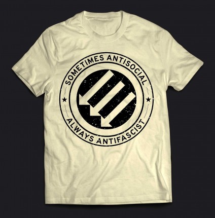 Sometimes Antisocial, Always Antifascist - Shirt (S-3XL, Beige)