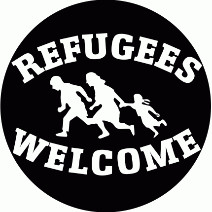Refugees Welcome - Button (black)