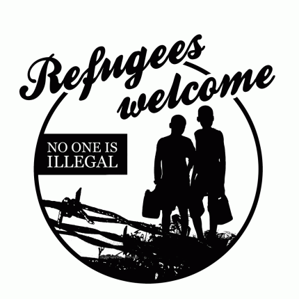 Refugees Welcome - No One Is Illegal Button